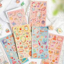 6pcs Cute Gold Foil Decorative Stickers, Fairy Tale Ocean Castle And Wind Stickers, Vintage Aesthetic Scrapbook Collage Stickers, First Day Of School - Multicolor - View 2