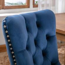 Nikki Collection Modern, High-End Tufted Solid Wood Contemporary Velvet Upholstered Dining Chair With Wood Legs Nailhead Trim 2-Pcs Set, Blue, DE2001BL - Blue - View 9