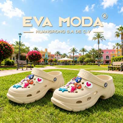EVA MODAR Ocean Serie -Sandalias elegantes mujer y clogs unisex con charms de peces. Diseño bicolor, suela antiderrapante, ligeras y cómodas. (Se envían de forma aleatoria).