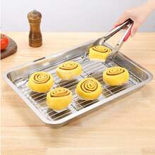 1pc Stainless Steel Mesh Oil Drip Tray Set, Can Be Used As Oven Rack/Baking Cooling Rack, For Grilling, Baking, Cooling, Draining, Oven And Vegetable Preparation, Durable Kitchen Supplies, Suitable For Home And Outdoor Camping Cookware, Essential Kitchen Baking And Grilling Item. - S - View 4