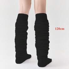 1 Pair Of Autumn And Winter White Knee-High Socks. Grey Terry Socks, Warm High-Cut Socks, JK Socks, Slouchy Socks - Multicolor - View 24