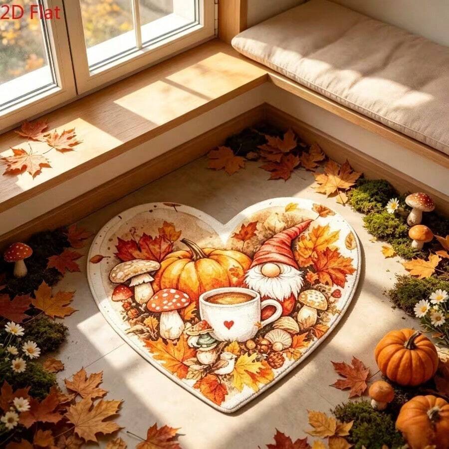 1 Buah Karpet Kecil Motif Kurcaci Hati, , dan Daun Maple yang Lucu, Karpet, Alas, Dekorasi Rumah, Karpet Area, Alas Luar Ruangan, Dekorasi Rumah, Karpet Area, Karpet Kamar Tidur, Karpet yang Dapat Dicuci - Beraneka warna - View 1