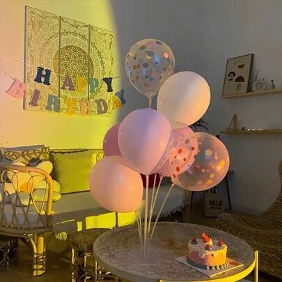 Stand Meja Balon Transparan, Rak Pajangan Kolom Balon Multi-Lapisan Multi-Tiang, Alas Penopang Pemasangan Balon Meja untuk Pesta dan Perjamuan, Aksesori Dekorasi