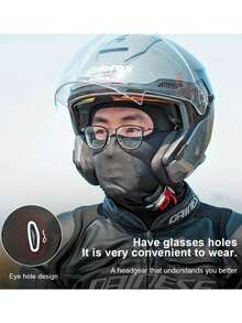 1pcPack UV Balaclava With Glasses Holes, Summer Cooling Ice Silk Breathable Full Face Mask For Motorcycle Cycling - Multicolor - View 5