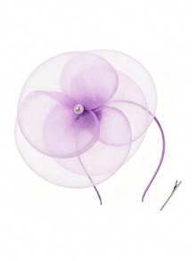 1pc Women's Floral Kentucky Derby Fascinator Hat, Tea Party Mesh & Feather Hair Clip, Wedding Cocktail Party Headpiece - Multicolor - View 6