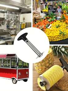 1pc Stainless Steel Pineapple Corer, Pineapple Core Remover, Easy To Use Peeler, Rust-Resistant Reinforced Stainless Steel Sharp Blade, Fruit Slicer Tool, Detachable Handle, Kitchen Essential, Corer, Fruit Processing Tool, Random Color - Multicolor - View 6