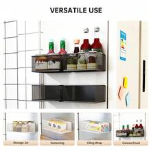 1pc Kitchen Storage Rack, Magnetic Side Rack For Refrigerator, Perforated Board Magnetic Hanging Basket, Spice Rack, Kitchen Supplies, Storage Supplies, Kitchen Storage Rack, Kitchen Utensils, Kitchen Accessories, Kitchen Organization And Storage, Basket - Multicolor - View 4