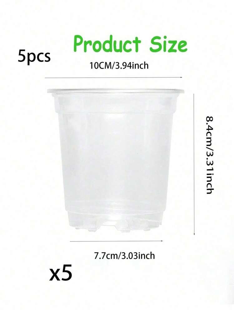 1-5pcs Transparent Plastic Plant Seedling Pots With Drainage Holes, Suitable For Indoor Succulents, Seed Germination, Flower Seedlings, Cuttings, Root Growth Observation - Multicolor - View 13