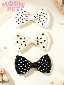 6/12pcs Cute Polka Dot Bow Hair Clips, Decorate Pet Fur, Happy Cats And Dogs - Multicolor - View 4