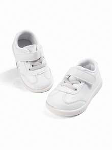 Girls' White Minimalist Fashion Versatile Lace-Up Soft Sole Comfortable Low-Top Breathable Casual Sports Shoes Suitable For Spring Outdoor Sports, School Commute Outfits - White - View 3