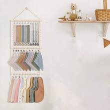 Organizador de Armazenamento de Babadores Estilo Boêmio, Suporte de Armazenamento para Faixa de Cabeça, Toalha e Lenço, Suporte de Armazenamento de Joias, Organizador de Armazenamento de Babadores Montado na Parede, Decoração de Parede do Quarto - Multicolorido - Visão 7
