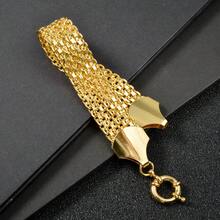 18K Gold Plated Copper Minimalist Chunky Chain Woven Women's Daily Wear Fashion Versatile Jewelry - Gold - View 1