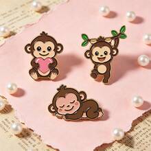 1/3pcs Cute Cartoon Monkey Lapel Enamel Pins And Brooches Badge Pins For Backpacks Bags Backpack Cool Decoration Friend For Gift - Multicolor - View 10