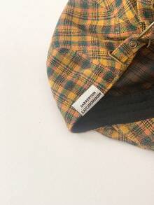 1pc Plaid Canvas Newsboy Cap, Retro Vintage Versatile Baseball Cap For Women And Men, Spring/Autumn, Minimalist Beret, Large Head Circumference, Face-Slimming - Multicolor - View 6