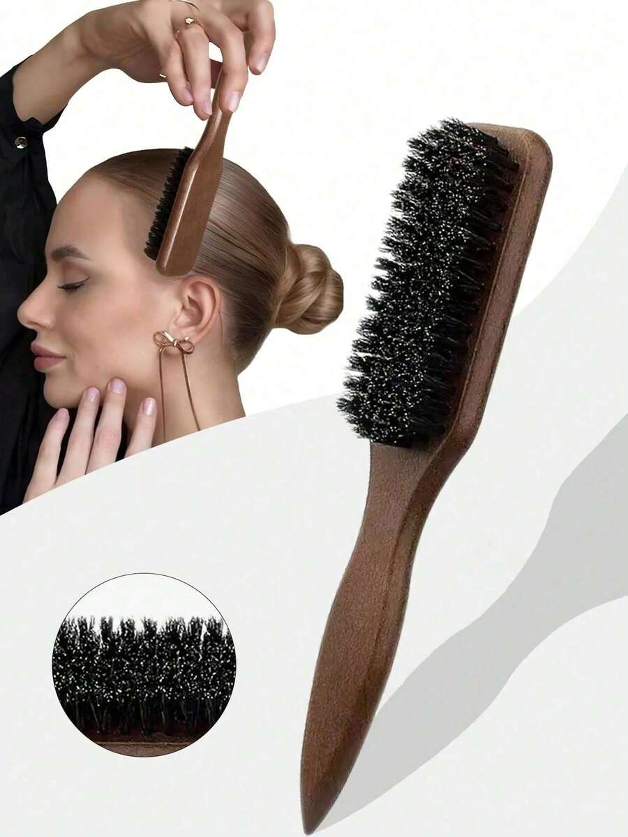 1pc Boar Bristle Hair Brush, Anti-Frizz Smoothing Stray Hair, Create Sleek Ponytail/Bun Style, Suitable For Fine To Medium Hair, Unisex Daily Styling Comb