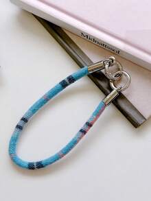 1pc Creative Color Block Plaid Short Colorful Camera Lanyard Phone Lanyard - Multicolor - View 8