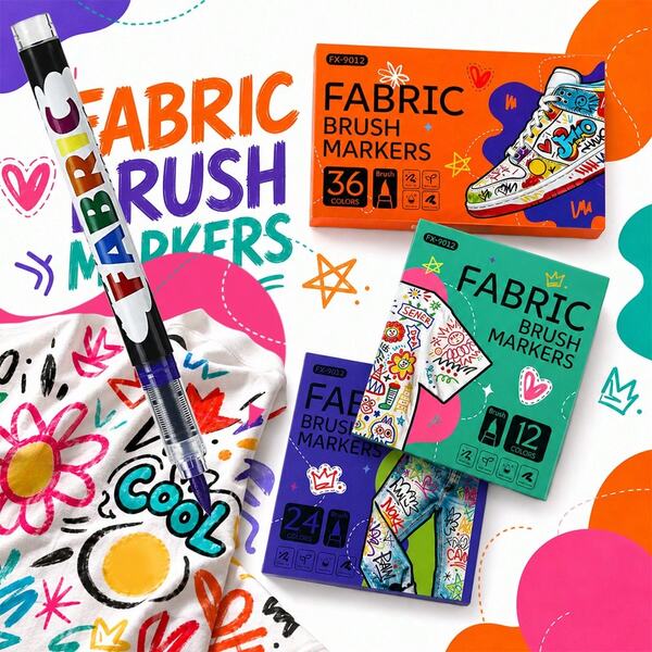 36/24/12 Colors Fabric Marker Set, Colorful Markers, Non-Erasable Fabric Paint - For T-Shirts, Bags, Textiles, Canvas, Canvas Bag, First Day Of School