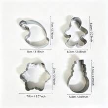 Weihnachtskeksausstecher Set, Edelstahl Metall Ausstecher, Lebkuchenmann, Schneemann, Schneeflocke, Weihnachtsmütze Formen, geeignet für Feiertagsgebrauch, Edelstahl Keksausstecher Set, geeignet für Winterfeiertagsbacken - Übersicht 4
