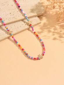 1pc Summer Beach Vacation Style Colorful Seed Bead & Starfish Decor Waist Chain, Fashionable Versatile Women's Waist Jewelry For Daily Wear And Beach Holiday, Random Bead Quantity And Color Arrangement - Multicolor - View 3