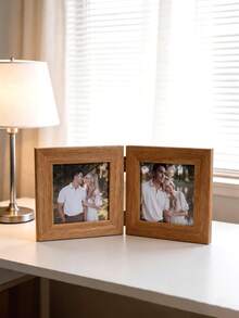 1pc Vintage Foldable Desktop Photo Frame, Square Divided Compartment Tabletop Picture Frame, Suitable For Couples Anniversary Valentine's Day Bedroom Desk Decor Ornament[Frame Only, No Photos Included] - Hinge Photo Frame - View 8