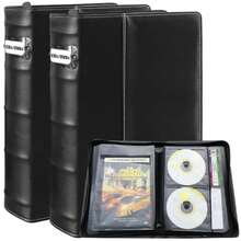 Carpeta de almacenamiento de CD de DVD, 112 soportes para discos con ranuras para etiquetas y bolsillos para cubierta, organizador de medios negro para colección en el hogar, viajes en coche - Multicolor - Ver 1