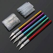 Non-Slip Metal Scalpel Carving Tool Set, Engraving Craft Knife + 5 Blades, Phone PCB DIY Repair Hand Tool - A - View 1