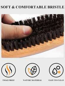1pc Boar Bristle Hair Brush, Anti-Frizz Smoothing Stray Hair, Create Sleek Ponytail/Bun Style, Suitable For Fine To Medium Hair, Unisex Daily Styling Comb - Multicolor - View 10