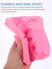 Multifunctional 8-Cavity Heart Lollipop Silicone Mold, Silicone, Heat-Resistant, Oven And Freezer , Suitable For Homemade Hard Candy, Chocolate Bars, Aromatherapy Lollipop Wax, Valentine's Day, Wedding Favors, DIY Desserts, Aromatherapy Lollipop Wax - Multicolor - View 8
