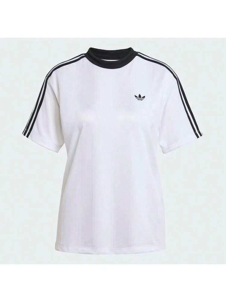 Adidas Originals Women's JACQUARD TEE Short Sleeve Knit Collarless T-Shirt TJV9647 - White - View 1