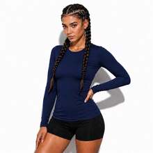 Women's Thermal Top With UV 50+ Sun Protection - Navy Blue - View 5