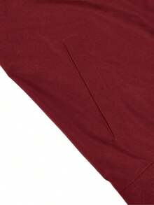 Men's American Street Style Baseball Collar Jacket With Ribbed Elastic Cuffs, Vintage Casual English Print Zip-Up Baseball Jacket, Spring/Autumn Daily Streetwear Fitness Casual Top - Red - View 4