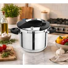 8L Stainless Steel Pressure Cooker With Steamer Basket, Tempered Glass Lid, LED Pressure Indicator, And Safety Lock Handles - Induction-Compatible, Multi-Function Pot For Everyday Family Meals - View 8