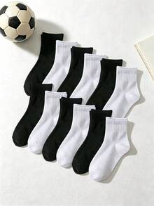 12/6/1 Pair Kids White And White Sports Socks, Minimalist Versatile Thin Short Socks, Spring/Autumn/All Season Sports Socks For S, First Day Of School - Multicolor - View 28