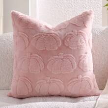 1pc Halloween Pink Pumpkin Decor Throw Pillow Case, Reverse Side With Plush Fabric, Square Cushion Cover, Holiday Home Pillow Sham Decor, Soft Velvet Fabric, Modern Decor For Sofa, Home & Bedroom,Fall Decor,Autumn Decor,Room Decor - Pink - View 12