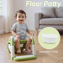 Luminpool Children's Toilet Seat With Steps, 2-In-1 Toilet Step Stool For Toddlers, Soft, Non-Slip Seat Cover With Splash Guard And Built-In Footstool - Green - View 5