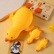 1pc Cute Yellow Duck Squeeze Stress Relief Toy, Soft Cartoon Animal Finger Toy For Kids, Classroom Reward, Birthday Party Favor For Boys And Girls, Novel Sensory Game Gift, Squeeze Toy/Soft Squeeze Toy/Stress Relief Squeeze - Multicolor - View 7