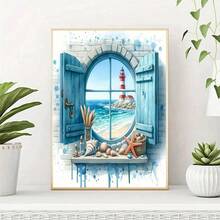 1 件海景灯塔图案 5D 钻石画套件 - 独特的钻石艺术，手工设计的 DIY 钻石画十字绣马赛克，完美的惊喜艺术礼物，适用于墙面装饰，适用于客厅、卧室、办公室，无框架 - 彩色 - 查看 16