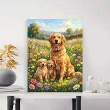 1PC DIY 5D Diamond Painting Kit Golden Retriever Pattern - Round Full Diamond Art Mosaic Craft, Home Wall Decor, Frameless - No Frame - View 2