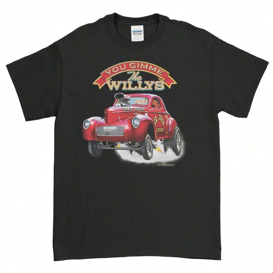 Gimme The Willys Gasser Hot Rod Drag Racing T Shirt - 款式 - 查看 1