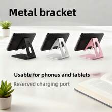 1pc Metal Mobile Phone Stand, Portable Phone Holder, Transparent Desktop Phone Bracket, Suitable For Various Smartphones, Tablets, Desktop Accessories And Home Office Supplies - Rose Gold - View 6