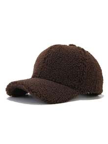 1pc Women's Autumn/Winter Solid Color Plush Baseball Cap, Fashionable Versatile Windproof Warm Baseball Cap Suitable For Daily Wear - Multicolor - View 7