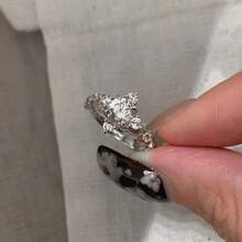 1件獨特精緻水鑽與白色珍珠母貝戒指，時尚個性百搭極簡風，不褪色手指戒指 - 月桂葉戒指 - 查看 6