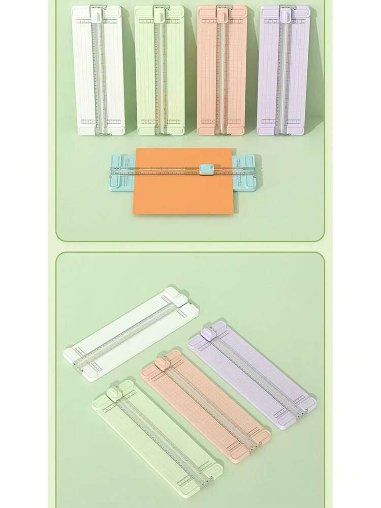 1組 4合1可攜式紙切器 塑料精準格線紙修剪器 平滑切割工具 適用學生剪貼簿、照片、文件、手工藝、辦公室返校用品 - 套裝 - 查看 2