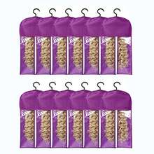 6/12 Pack Wig Storage Bags With Hangers, Clear Window Wig Organizer For Closet, Dustproof Wig Holder Bag, Travel Wig Storage Case For Human Hair Wigs - View 9