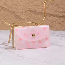 Embroidered Heart Snap Button Cute Coin Purse, Suitable For Dates, Holidays, Parties, Commuting - Pink - View 7
