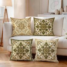 4pcs Baroque Palace Style Floral Pattern Pillow Covers, Single-Sided Printed Pillow Covers, Suitable For Living Room, Bedroom, Home Decor, All Season Pillow Covers - Multicolor - View 7