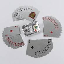Silver Foil $100 Bill Pattern Waterproof Playing Cards, Premium Metallic Tone Poker Card Set, Suitable For Game Night, Party, Creative Collection - Multicolor - View 11