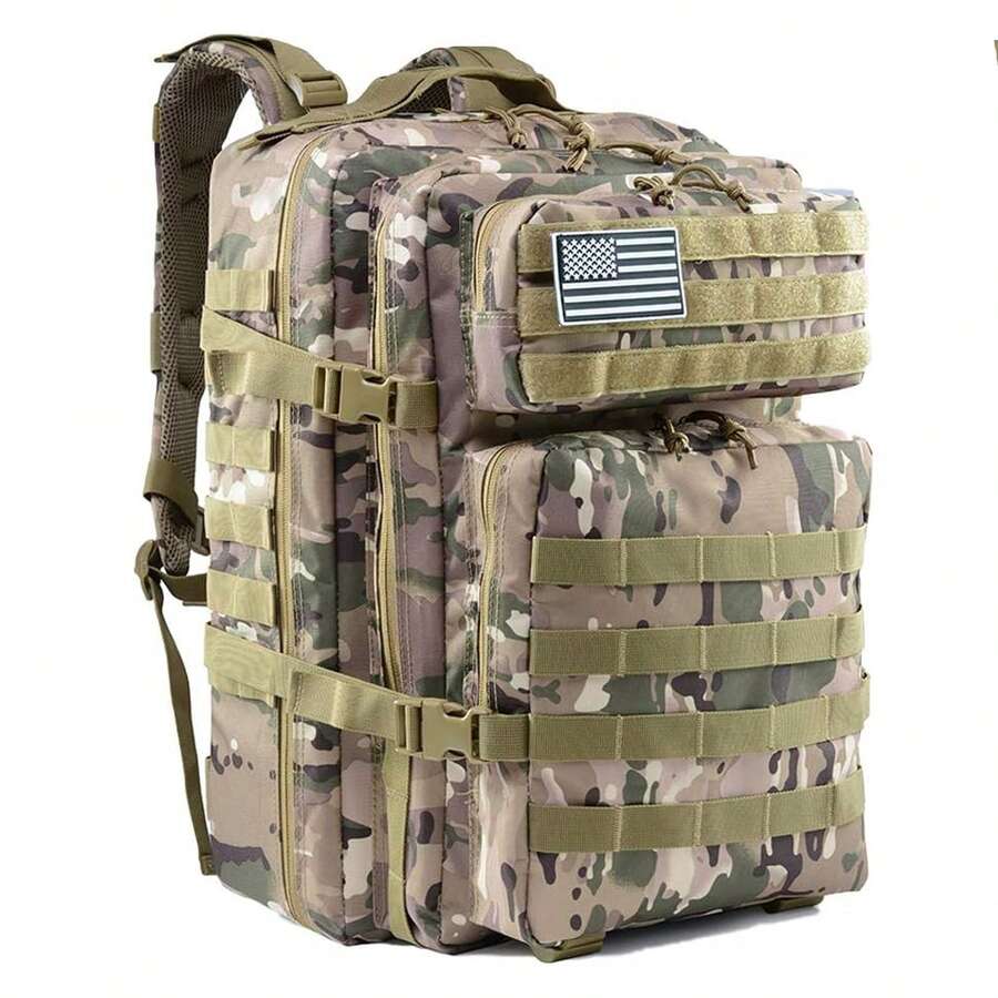 Dam Military Tactical Backpack Of 45 Liters With Molle System Of Large Capacity And Waterproof. Perfect For Emergencies, Hunting Days, Hiking And Camping. - 灰色迷彩 - 查看 1