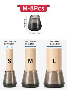 4/8/16pcs Chair Leg Floor Protectors, Thickened Felt Bottom, Non-Slip Reusable Chair Leg Caps, Furniture Glides, Anti-Scratch, Noise-Reducing, Suitable For All Furniture Legs And Hardwood Floors - Transparent Black - View 14