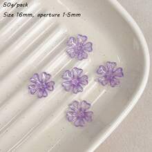 140pcs Transparent AB Color Acrylic Heart-Shaped Five Petal Flower, DIY Bead Material Five Leaf Flower Headpiece Hairpin Bouquet With Hair Accessories - Multicolor - View 21